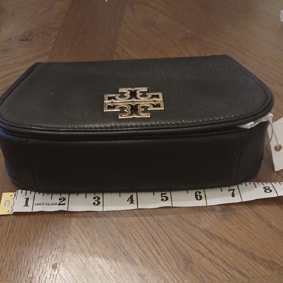 Tory Burch Black Leather Crossbody Bag Gold Logo | NWT Designer Purse - Picture 10 of 12